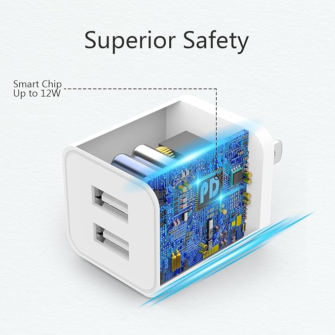 5Pack USB Wall Charger, iGENJUN 2.4A Dual USB Port Cube Power Plug Adapter Fast Phone Charger Block Charging Box Brick for iPhone 17/17 Pro/17 Pro Max/16, Samsung Galaxy, Pixel, LG, Android-White - Image 7